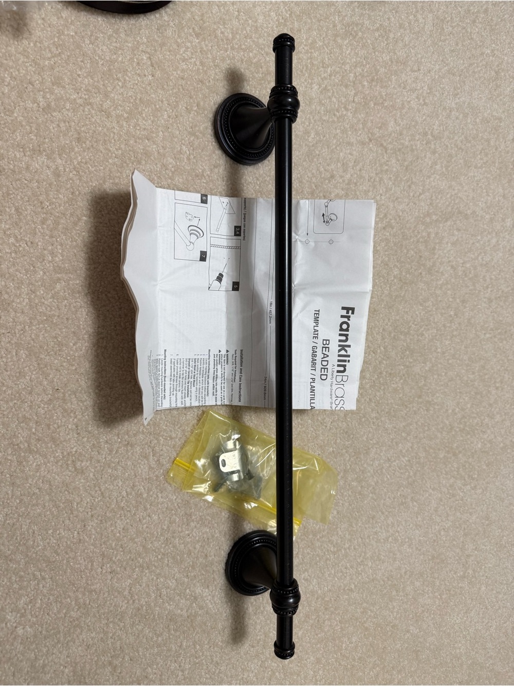 Franklin Brass Beaded Oil Rubbed Bronze 18in Towel Bar New no box